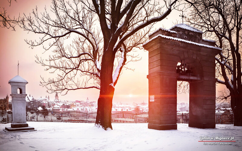 Snow-covered Arch and Tower