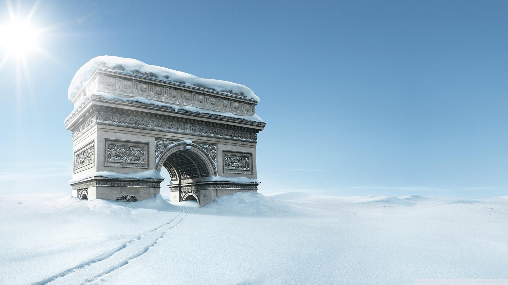snow-covered arch in winter