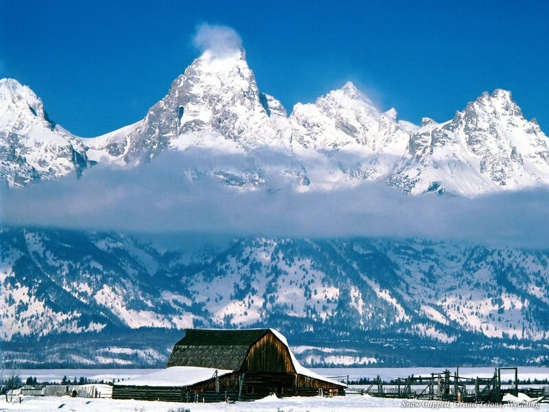 Snow-covered Barn — Blue