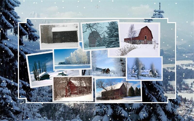 Snow-covered Barns Collage
