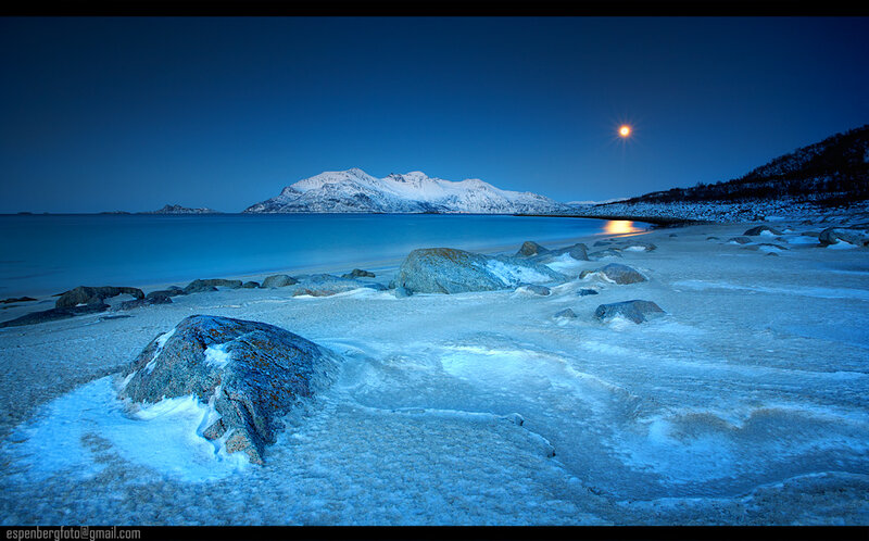 Snow-covered Beach at Night