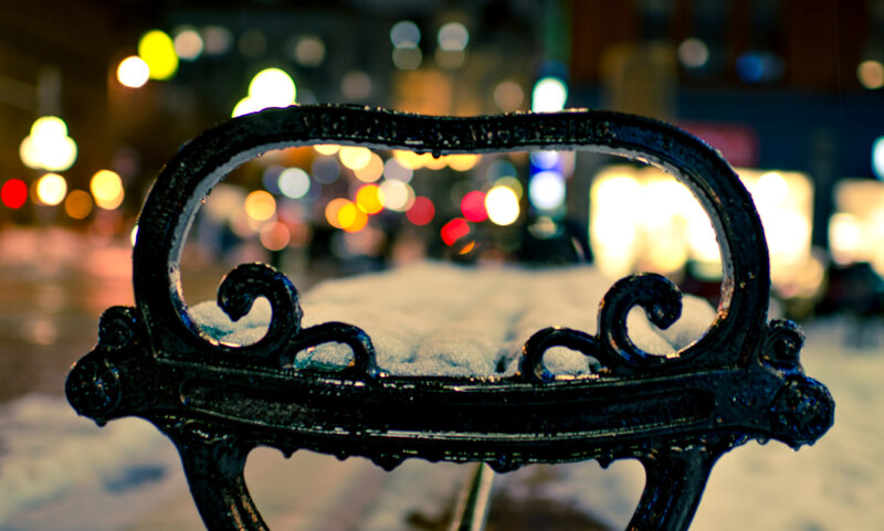 Snow-covered Bench — Black, Calm