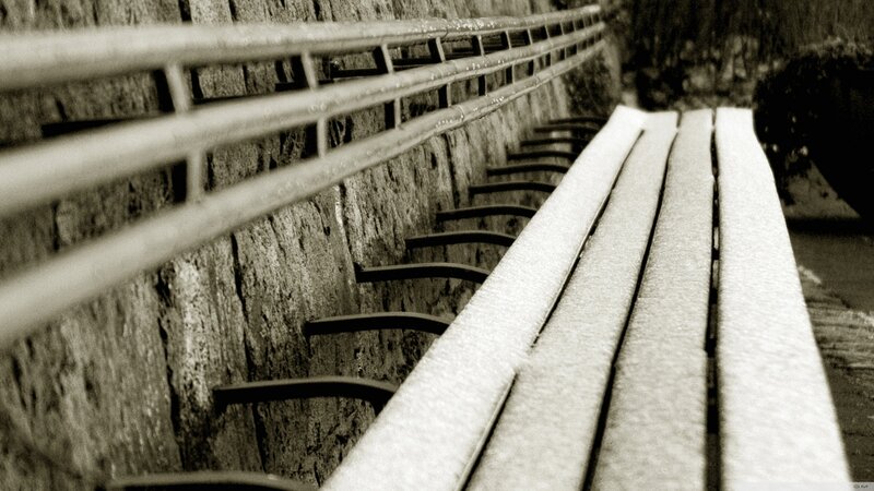 Snow-covered Bench — Black, Quiet