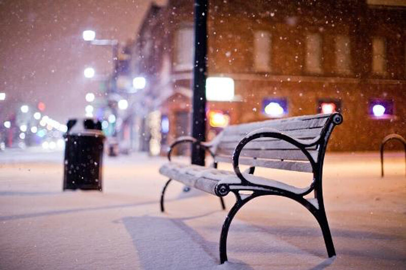 Snow-covered Bench — White, Quiet, Night