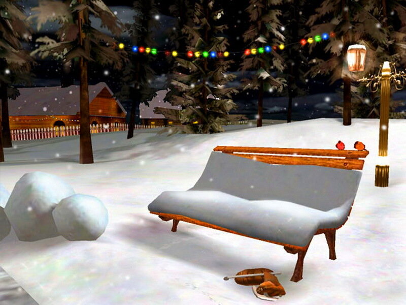 Snow-covered Bench — White, Serene, Night