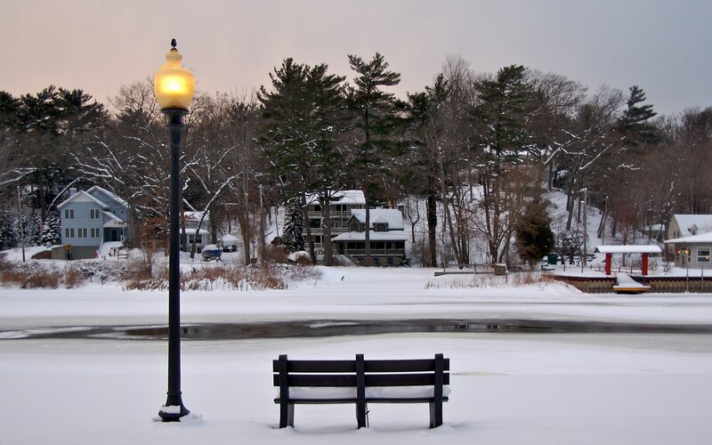 Snow-covered Bench — White