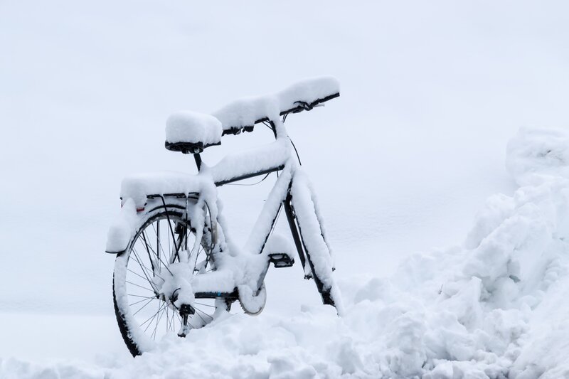 Snow-covered Bicycle — White, Cold
