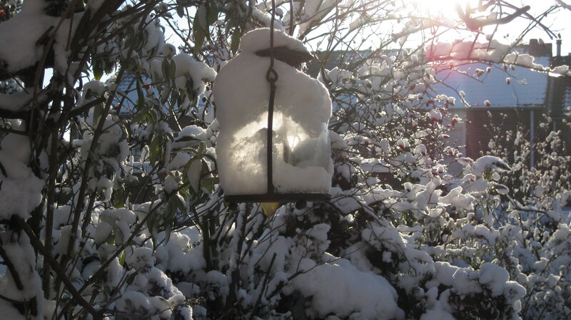 Snow-covered Bird Feeder — White