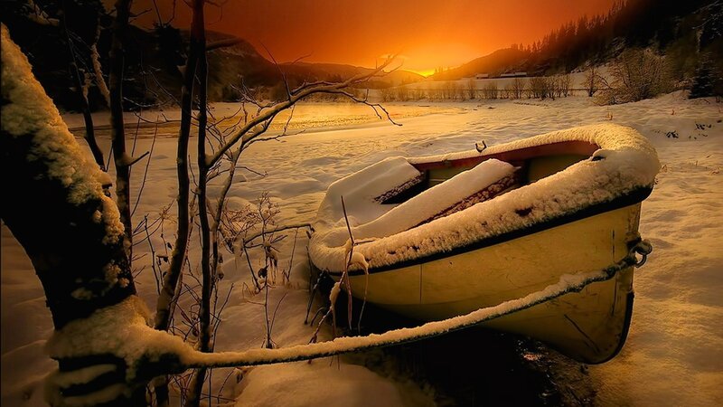 Snow-covered Boat — Orange