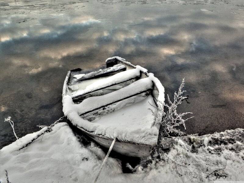 Snow-covered Boat — White