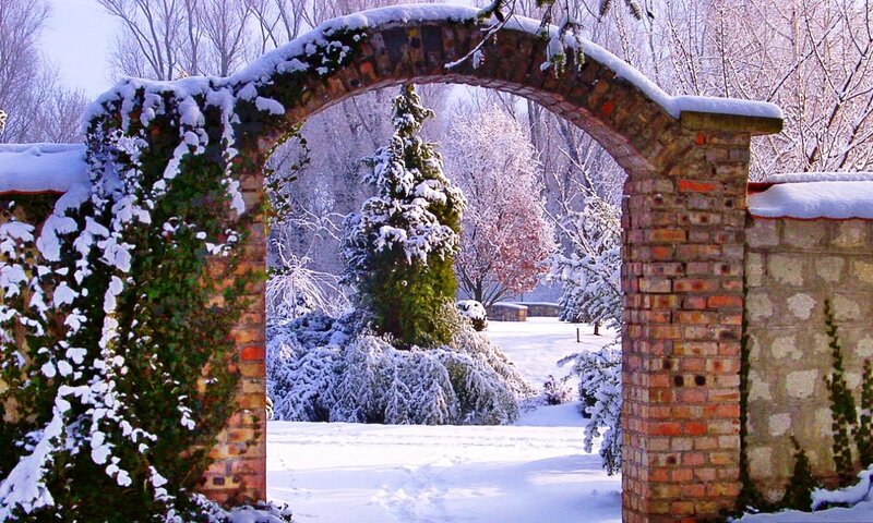 Snow-covered Brick Arch