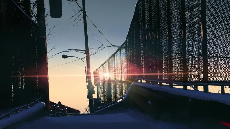 Snow-covered Bridge at Sunrise