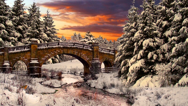 Snow-covered Bridge — Orange