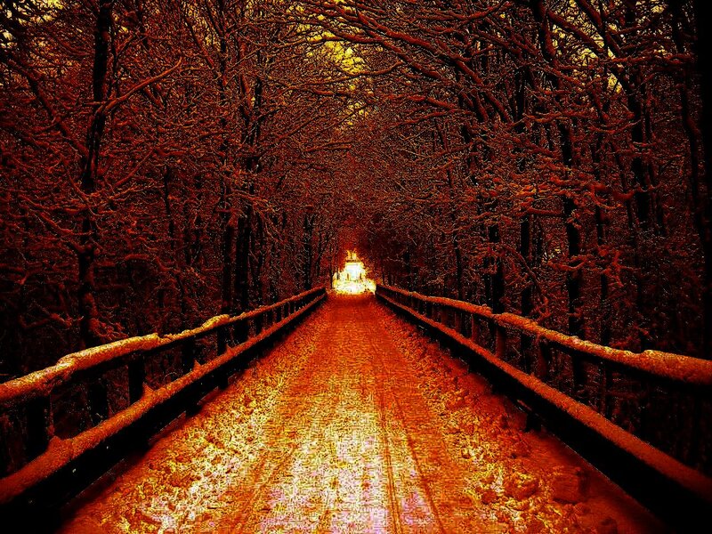 Snow-covered Bridge — Red