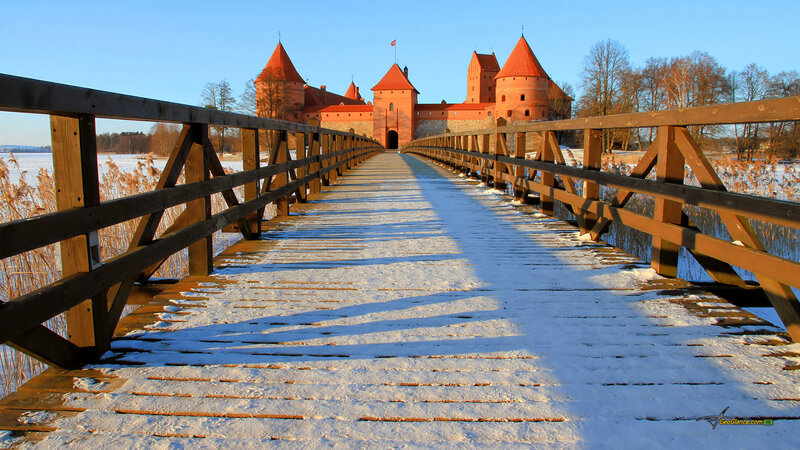 Snow-covered Bridge to Castle