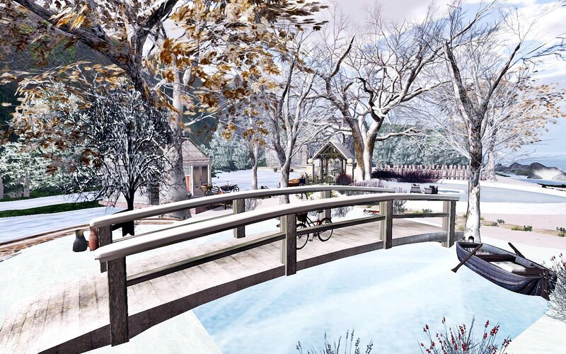 Snow-covered Bridge — White, Serene, Winter, 3d Render