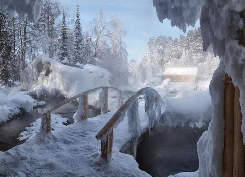 Snow-covered Bridge — White