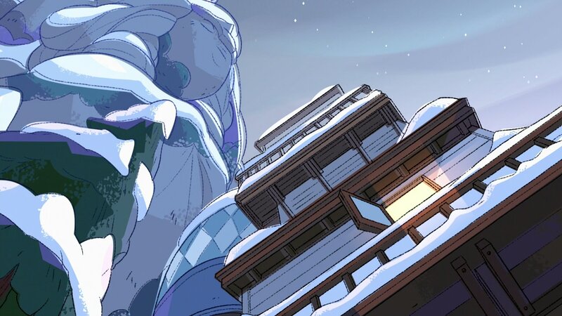 Snow-covered Building — Blue