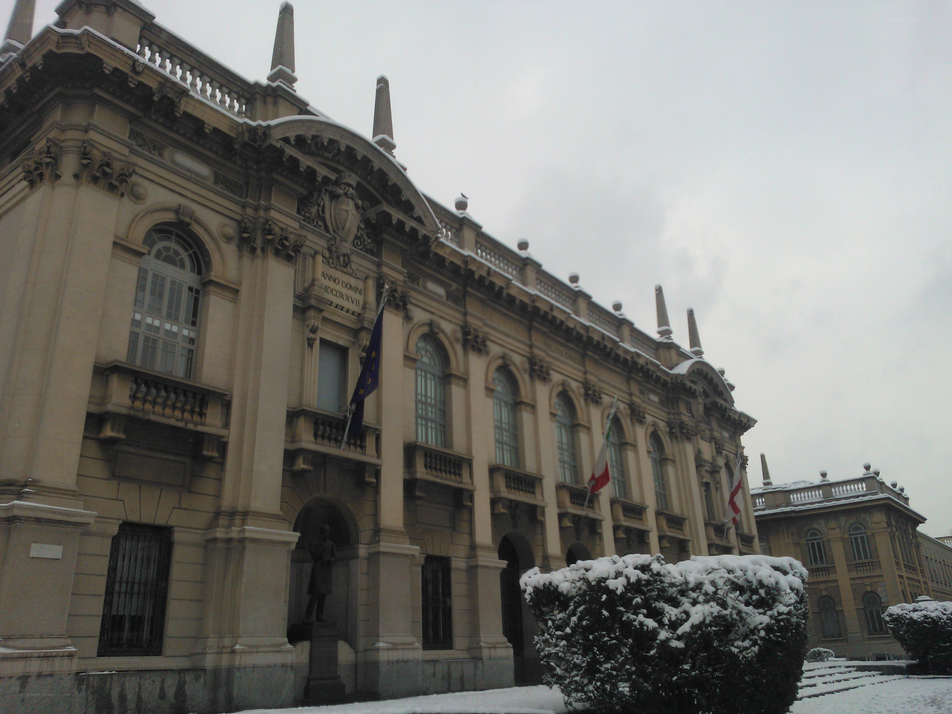 Snow-covered building in Italy