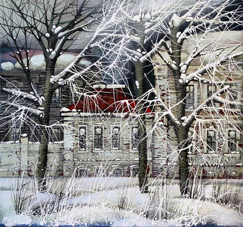 Snow-covered Building — White, Quiet
