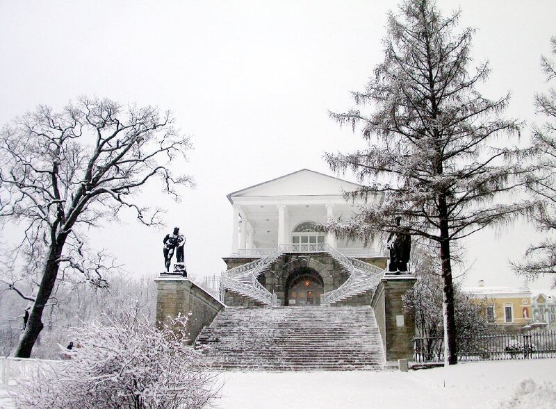 Snow-covered Building — White