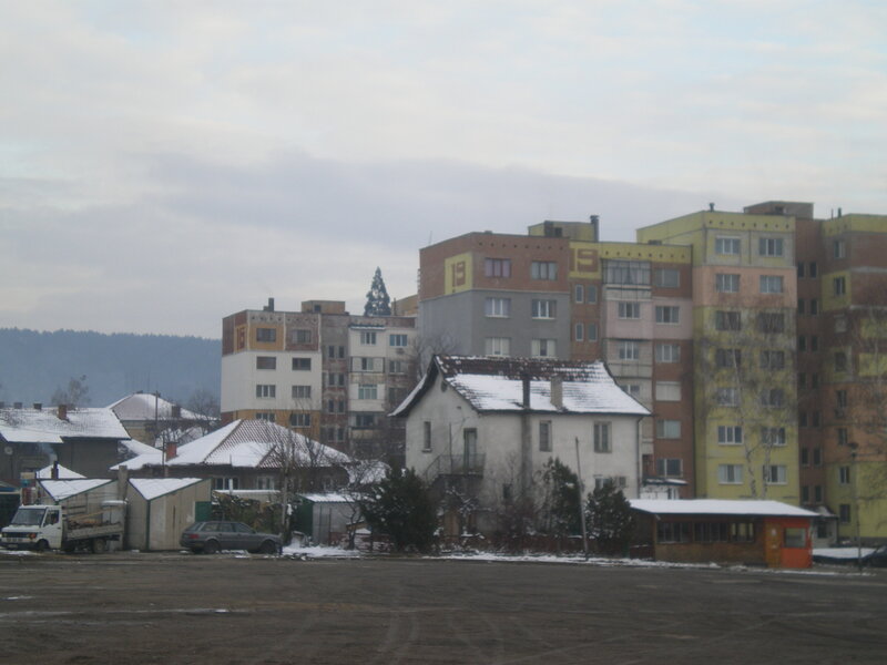 Snow-covered Buildings — Gray
