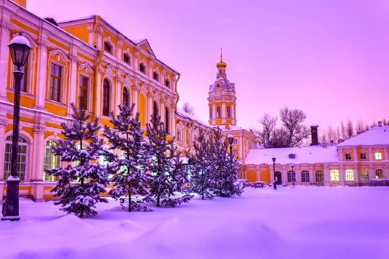 Snow-covered Buildings — Purple