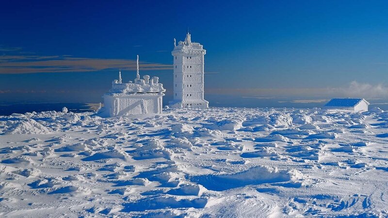 Snow-covered Buildings — White, Cold