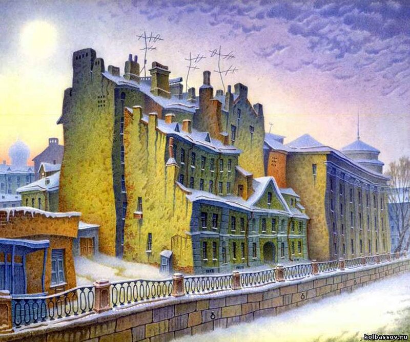Snow-covered Buildings — Yellow