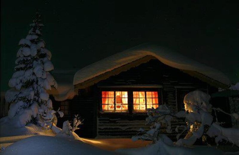 Snow-covered Cabin — Black