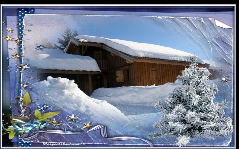 Snow-covered Cabin — Blue, Peaceful, Winter