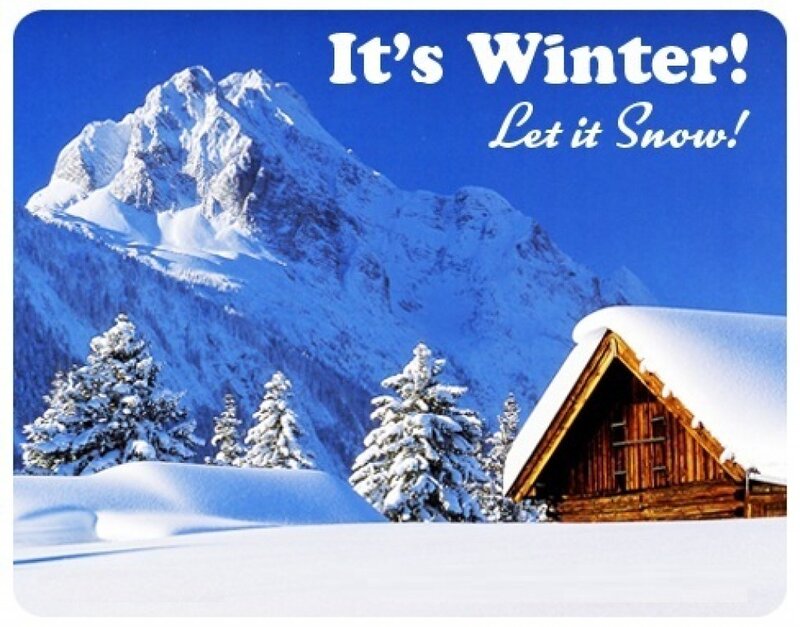 Snow-covered Cabin — Blue, Serene, Winter, Photograph, Mountain, Trees