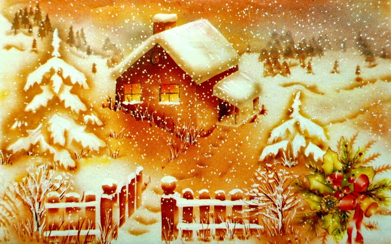 Snow-covered Cabin — Brown, Cozy, Winter