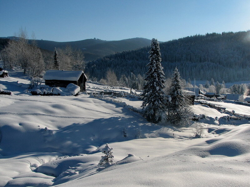 Snow-covered Cabin in Winter — White, Serene