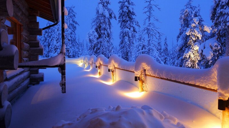 Snow-covered Cabin Porch