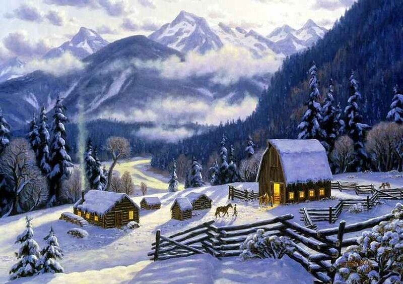 Snow-covered Cabin Village