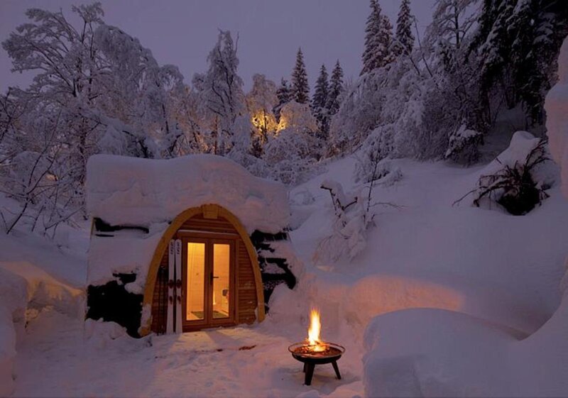 Snow-covered Cabin — White, Cozy