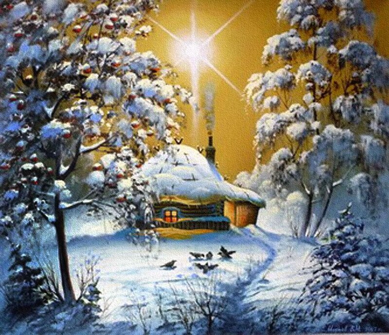 Snow-covered Cabin — White, Peaceful