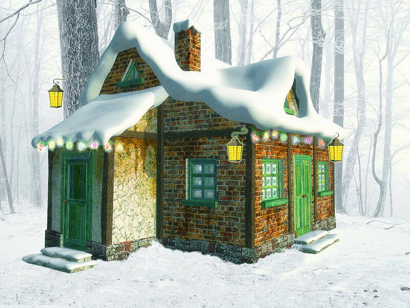 Snow-covered Cabin — White, Peaceful, Winter