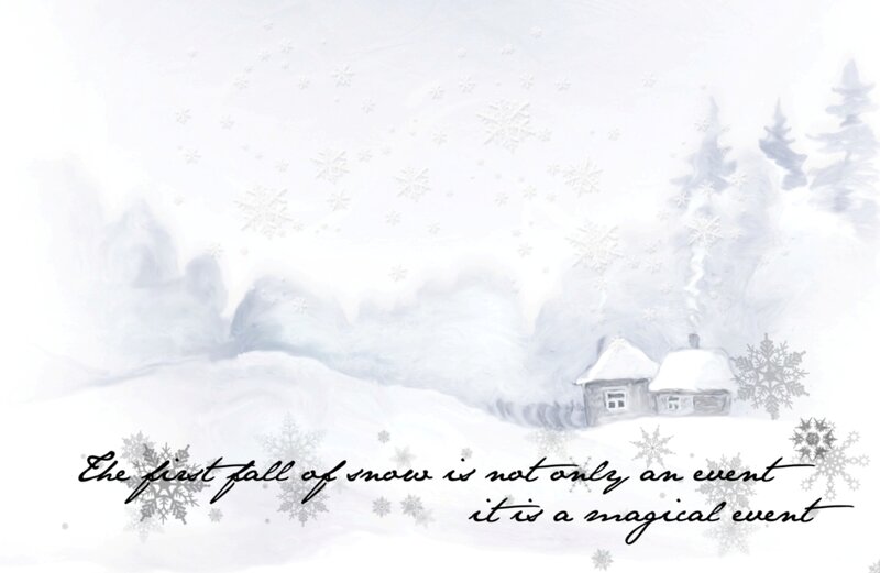 Snow-covered Cabin — White, Serene, Winter, Illustration