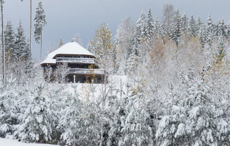 Snow-covered Cabin — White, Serene, Winter, Photograph, Forest, Trees