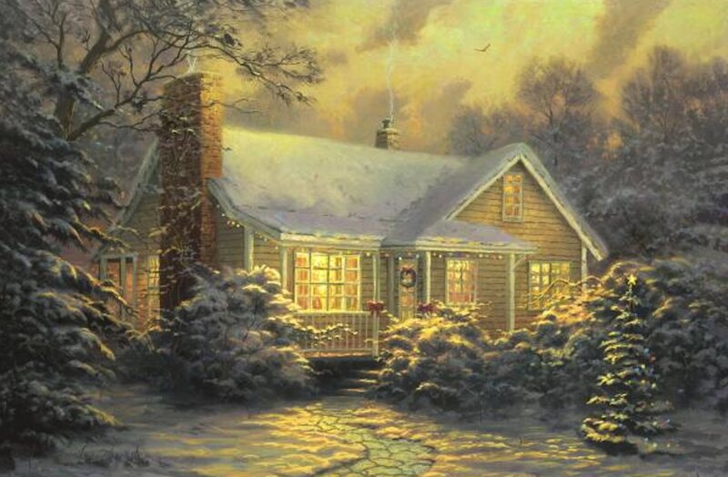 Snow-covered Cabin — Yellow