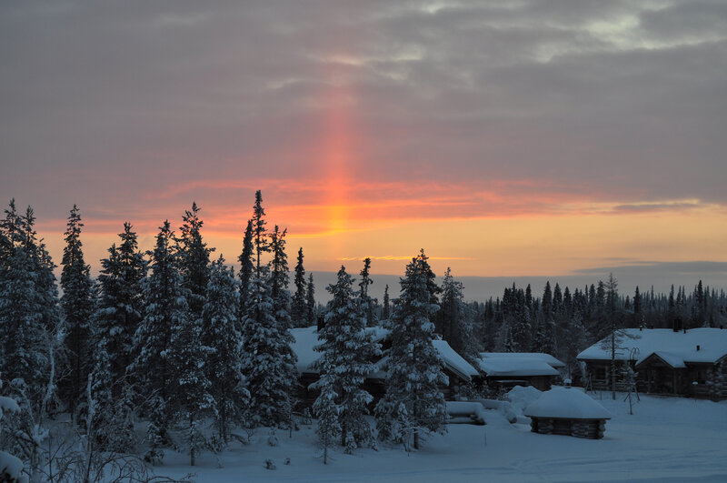 Snow-covered Cabins — Orange