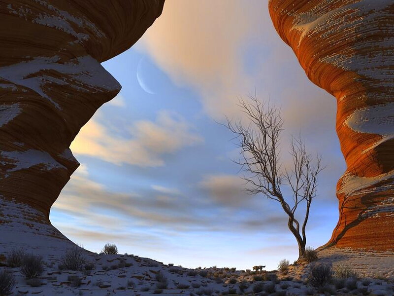 Snow-covered Canyon Arch