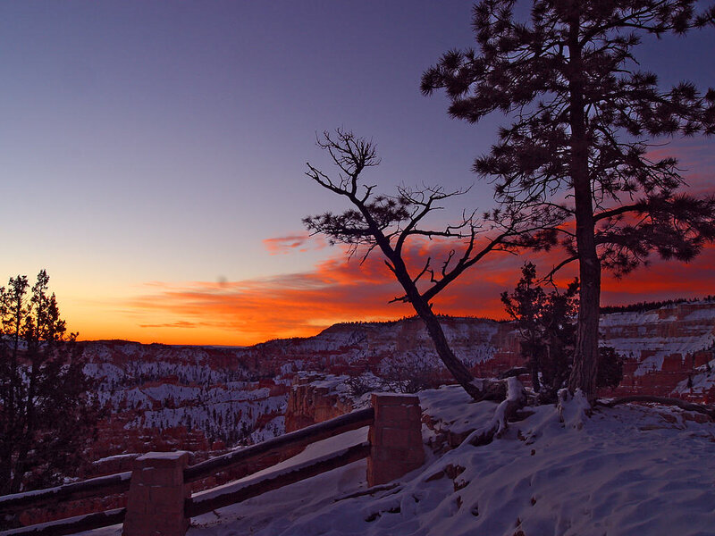 Snow-covered Canyon at Sunset — Orange