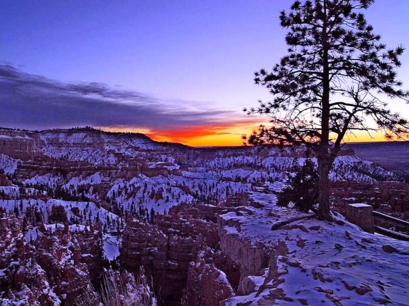 Snow-covered Canyon at Sunset