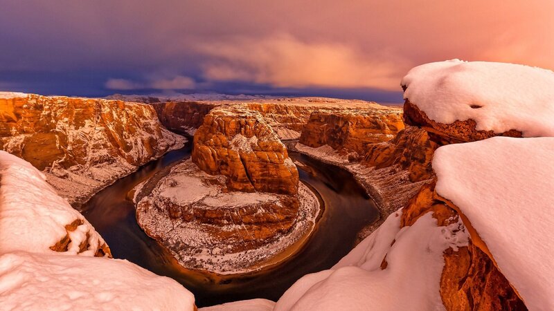Snow-covered Canyon Bend