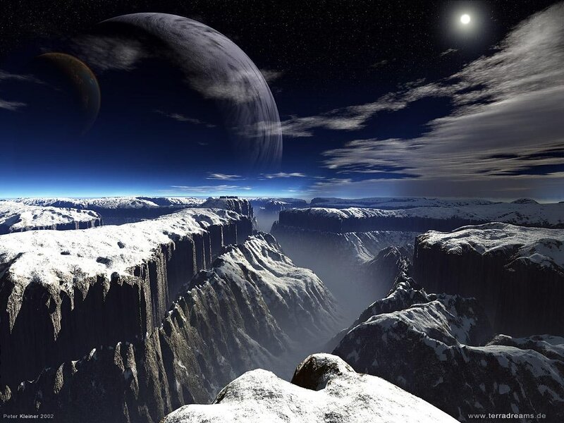 Snow-covered Canyon — Blue, Dramatic