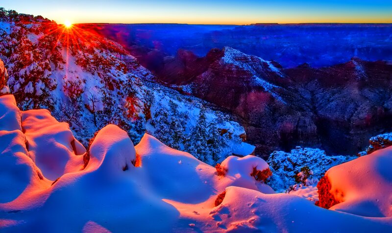 Snow-covered Canyon — Blue, Dramatic, Winter