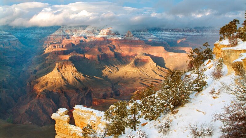 Snow-covered Canyon — Brown, Dramatic